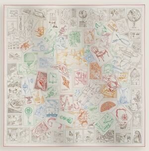Hermes Le Philateliste du Faubourg 90cm Silk Scarf